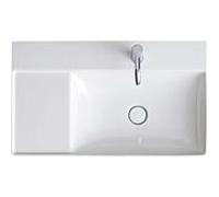 Duravit DuraSquare meuble vasque asymétrique 2349800041 80x47cm, sans trop-plein, avec plage de robinetterie, vasque à droite, trou pour robinetterie 2000 blanc