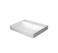 Duravit Lavabo à poser DuraSquare blanc 60x47cm sans trou pour robinetterie, paroi arrière vitrée