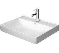 Duravit DuraSquare vasque à poser, 60x47cm, 1 trou pour robinet, sans trop-plein, paroi arrière émaillée, polie, 2354600041, Couleur: Blanc