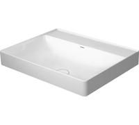 Duravit DuraSquare Vasque à poser, 60x47cm, sans trou pour robinet, sans trop-plein, paroi arrière émaillée, polie, 2354600070, Couleur: Blanc