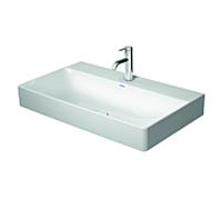 Duravit DuraSquare vasque match0 23538000401 80 x 47 cm, sans trop-plein, avec plage de robinetterie, 2 trous robinetterie, blanc WonderGliss