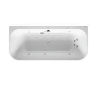Duravit Happy D.2 baignoire balnéo, version à poser, 2 pentes de dos, habillage acrylique moulé, garniture d'écoulement et de trop-plein chrome, Combi-System P, 1800x800mm, 760318000CP1000