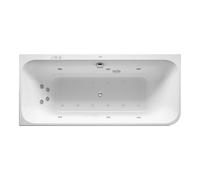 Duravit Happy D.2 baignoire balnéo, coin à gauche, double dos inclinés, habillage acrylique moulé, garniture de vidage et de trop-plein, Combi-Système P, 1800x800mm, 760316000CP1000