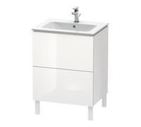 Duravit Duravit L-Cube Meuble sous lavabo 62x48,1 cm, blanc brillant, 2 tiroirs, sur pied Quantité:1