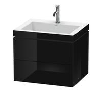 Duravit Duravit Meuble sous-lavabo c-bonded L-Cube 60 x 48 cm, 1 HL, noir brillant, 2 tiroirs, suspendu Quantité:1