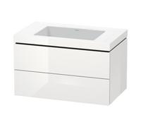 Duravit Vasque L-Cube LC6927N8585 80×48 cm, sans trou pour robinetterie, blanc brillant, 2 tiroirs