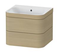 Duravit Duravit Meuble sous-lavabo Happy D.2 Plus 57,5x49 cm, sans trou robinet, blanc méditerranée, 2 tiroirs Quantité:1