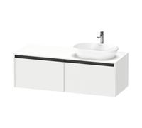 Duravit Ketho.2 bâti-support de lavabo sur console suspendu découpe de la vasque à droite, 1400x459x550mm, 2 tiroirs, K24888R18180000, Couleur: Décor blanc mat