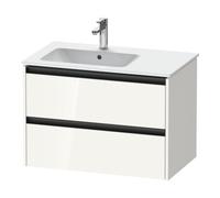 Duravit ketho meuble avec 2 tiroirs pour lavabo à gauche 81x48x54.9cm avec poignées anthracite blanc brillant k25267022220000