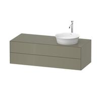 Duravit White Tulip meuble sous-vasque WT4987RH2H2 130 x 55 cm, gris pierre brillant, montage mural, 2 tiroirs, console 2000 , vasque à droite