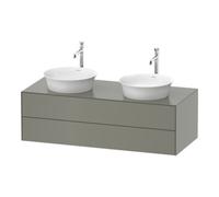 Duravit -vasque White Tulip WT4988B9292 130 x 55 cm, gris pierre satiné satiné, 2000 , 2 tiroirs, plaque console match1, vasque des deux côtés