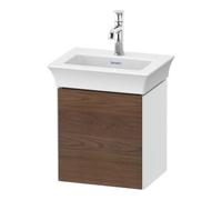 Duravit White Tulip, meuble sous vasque suspendu, largeur 384 x profondeur 298mm, avec 1x arrÃªt de porte Ã gauche, avec technologie tip-on, WT4240L, Coloris: Corps : Blanc brillant, FaÃ§ade : Noyer amÃ©ricain massif - WT4240L7785