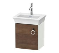 Duravit White Tulip, meuble sous vasque suspendu, largeur 384 x profondeur 298mm, avec 1x arrÃªt de porte Ã gauche, avec poignÃ©e, WT4250L, Coloris: Carrosserie : Soie blanche mate, FaÃ§ade : Noyer amÃ©ricain massif - WT4250L7736