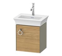 Duravit White Tulip, meuble sous-lavabo suspendu, largeur 384 x profondeur 298mm, avec 1x arrêt de porte à droite, avec poignée, WT4250RH5H2, Couleur: Corps : gris pierre brillant, façade : chêne natu
