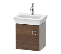 Duravit White Tulip, meuble sous vasque suspendu, largeur 384 x profondeur 298mm, avec 1x arrÃªt de porte Ã gauche, avec poignÃ©e, WT4250L, Coloris: Carrosserie : gris pierre soyeux mat, faÃ§ade : noyer amÃ©ricain massif - WT4250L7792