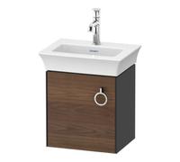 Duravit White Tulip, meuble sous-lavabo suspendu, largeur 384 x profondeur 298mm, avec 1x arrêt de porte à gauche, avec poignée, WT4250L77H1, Couleur: Corps : graphite brillant, façade : noyer américa