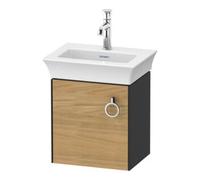 Duravit White Tulip, meuble sous-lavabo suspendu, largeur 384 x profondeur 298mm, avec 1x arrêt de porte à gauche, avec poignée, WT4250LH558, Couleur: Corps : graphite satiné, façade : chêne naturel m