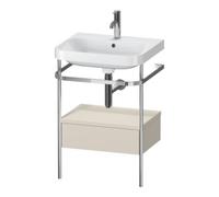 Duravit Happy D.2 Plus c-shaped Set avec console métallique et tiroir, 575x490mm, 1 trou pour robinetterie, HP4840O8383, Couleur: Décor taupe super mat