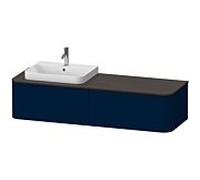 Duravit Happy D.2 Plus Meuble sous-lavabo sur console suspendu, 1600x550 mm, 2 tiroirs, pour vasque à poser Position à gauche, HP4944L9898, Couleur: Laque mat soyeuse bleu nuit