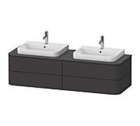 Duravit Happy D.2 Plus Meuble sous-vasque sur console suspendu, 1600x550 mm, 4 tiroirs, pour 2 vasques à poser, HP4974B8080, Couleur: Décor graphite super mat