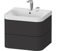 Duravit Lavabo Happy D.2 Plus HP4345N8080 57,5 x 49 cm, graphite super mat, sans trou, 2 tiroirs