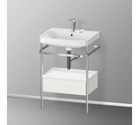 Duravit Happy D.2 Plus combinaison lavabo pour meuble HP4840E3939 57,5 x 49 cm, 2 trous pour robinetterie, nordic blanc , avec console en métal