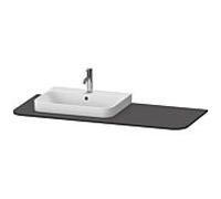 Console Duravit Happy D.2 Plus, 1300x550 mm, 1 découpe à gauche, pour meuble sous-lavabo HP4942, HP4962, HP4972, HP031KL8080, Couleur: Décor graphite super mat