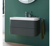 Duravit vasque à poser Happy D.2 Plus HP4347O8080 77,5 x 49 cm, trou pour robinetterie 2000 , graphite super mat, 2 tiroirs