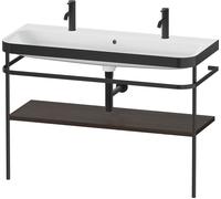 Duravit Happy D.2 Plus combinaison lavabo pour meuble HP4759O69690000 117,5x49cm, avec trou pour robinetterie 2000 , console en métal, noyer brossé