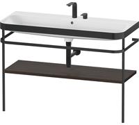Duravit Happy D.2 Plus c-bonded Set avec console métallique, 1175x490mm, 2 trous pour robinets, HP4739E69690000, Couleur: Noyer brossé Placage bois véritable