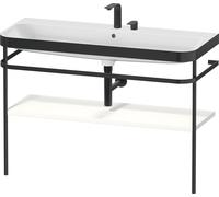 Duravit Happy D.2 Plus c-bonded Set avec console métallique, 1175x490mm, 2 trous pour robinets, HP4739E36360000, Couleur: Laque mate en soie blanche