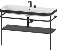 Duravit Happy D.2 Plus c-bonded Set avec console métallique, 1175x490mm, 2 trous pour robinets, HP4739E80800000, Couleur: Décor graphite super mat