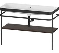 Duravit Happy D.2 Plus c-bonded Set avec console métallique, 1175x490mm, sans trou pour robinetterie, HP4739N69690000, Couleur: Noyer brossé Placage bois véritable
