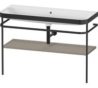 Duravit Happy D.2 Plus c-bonded Set avec console métallique, 1175x490mm, sans trou pour robinetterie, HP4739N92920000, Couleur: Gris pierre Vernis satiné mat Soie