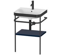 Duravit Happy D.2 Plus combinaison lavabo pour meuble HP4735O9898 57,5 x 49 cm, trou pour robinetterie 2000 , bleu nuit satiné, avec console en métal