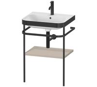 Duravit Happy D.2 Plus c-bonded Set avec console métallique, 575x490mm, 1 trou de robinetterie, HP4735O6060, Couleur: Laque mate taupe soie