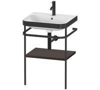 Duravit Happy D.2 Plus c-bonded Set avec console métallique, 575x490mm, 1 trou de robinetterie, HP4735O6969, Couleur: Noyer brossé Placage bois véritable