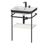 Duravit Happy D.2 Plus c-bonded Set avec console métallique, 575x490mm, 2 trous pour robinets, HP4735E3939, Couleur: Laque mate en soie Nordic White