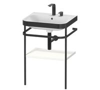 Duravit Happy D.2 Plus c-bonded Set avec console métallique, 575x490mm, 2 trous pour robinets, HP4735E3636, Couleur: Laque mate en soie blanche