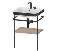Duravit Happy D.2 Plus c-bonded Set avec console métallique, 575x490mm, 2 trous pour robinets, HP4735E7575, Couleur: Décor en lin