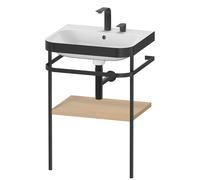 Duravit Happy D.2 Plus c-bonded Set avec console métallique, 575x490mm, 2 trous pour robinets, HP4735E7171, Couleur: Placage chêne méditerranéen en bois véritable