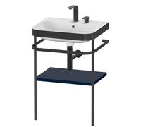 Duravit Happy D.2 Plus c-bonded Set avec console métallique, 575x490mm, 2 trous pour robinets, HP4735E9898, Couleur: Laque mat soyeuse bleu nuit