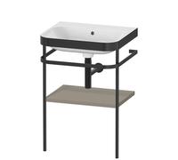 Duravit Happy D.2 Plus combinaison lavabo pour meuble HP4735N9292 57,5 x 49 cm, sans trou pour robinetterie, finition gris pierre satiné, avec console en métal