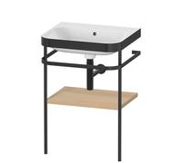 Duravit Happy D.2 Plus c-bonded Set avec console métallique, 575x490mm, sans trou pour robinetterie, HP4735N7171, Couleur: Placage chêne méditerranéen en bois véritable
