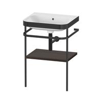 Duravit Happy D.2 Plus c-bonded Set avec console métallique, 575x490mm, sans trou pour robinetterie, HP4735N6969, Couleur: Noyer brossé Placage bois véritable