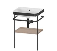 Duravit Happy D.2 Plus combinaison lavabo sur meuble HP4735N7575 57,5 x 49 cm, sans trou pour robinetterie, lin, avec console en métal