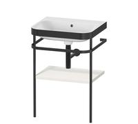 Duravit Happy D.2 Plus c-bonded Set avec console métallique, 575x490mm, sans trou pour robinetterie, HP4735N3939, Couleur: Laque mate en soie Nordic White