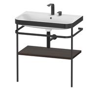 Duravit Happy D.2 Plus c-bonded Set avec console métallique, 775x490mm, 2 trous pour robinets, HP4737E6969, Couleur: Noyer brossé Placage bois véritable