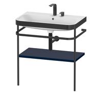 Duravit Happy D.2 Plus c-bonded Set avec console métallique, 775x490mm, 2 trous pour robinets, HP4737E9898, Couleur: Laque mat soyeuse bleu nuit
