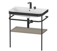 Duravit Happy D.2 Plus c-bonded Set avec console métallique, 775x490mm, 2 trous pour robinets, HP4737E9292, Couleur: Gris pierre Vernis satiné mat Soie